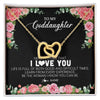 Interlocking Hearts Necklace 18K Yellow Gold Finish | Personalized To My Goddaughter Necklace from Godmother Never Forget I Love You Floral Jewelry for Goddaughter Birthday Graduation Christmas Customized Message Card | teecentury