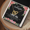 Interlocking Hearts Necklace 18K Yellow Gold Finish | Personalized To My Goddaughter Necklace from Godmother Never Forget I Love You Floral Jewelry for Goddaughter Birthday Graduation Christmas Customized Message Card | teecentury