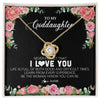 Love Knot Necklace 18K Yellow Gold Finish | Personalized To My Goddaughter Necklace from Godmother Never Forget I Love You Floral Jewelry for Goddaughter Birthday Graduation Christmas Customized Message Card | teecentury