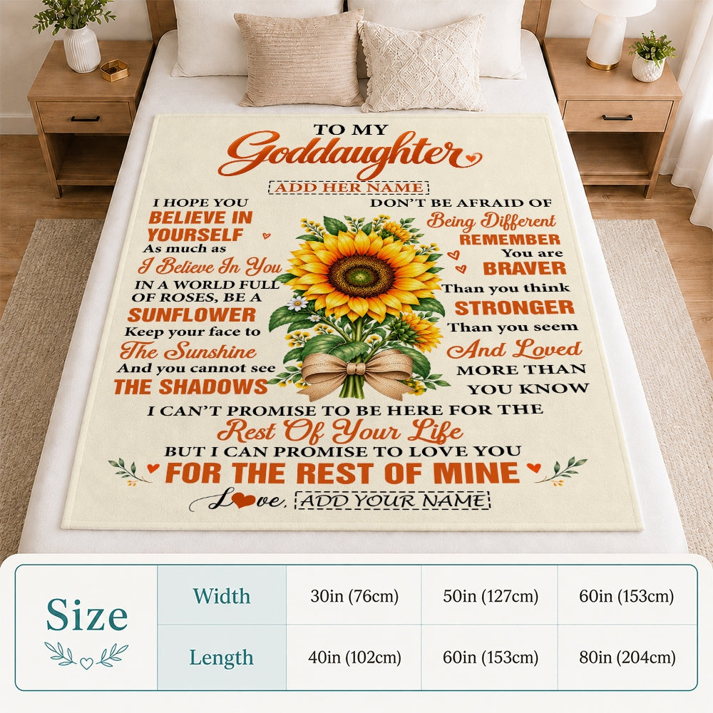 Personalized To My Goddaughter Sunflower From Godmother Blanket Inspirational Birthday Idea Goddaughter Gift Graduation Christmas Custom Fleece Throw Blanket | teecentury