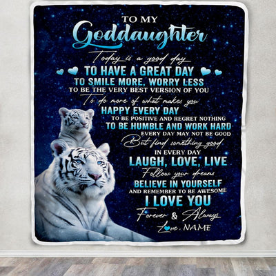 Personalized To My Goddaughter Tiger Blanket From Godmother Today Is A Good Day Goddaughter Gifts Birthday Graduation Christmas Customized Bed Fleece Blanket | teecentury