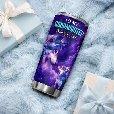 Personalized To My Goddaughter Tumbler From Aunt Uncle Wolf Never Forget I Love You Goddaughter Birthday Gifts Graduation Christmas Custom Stainless Steel Travel Mug | teecentury