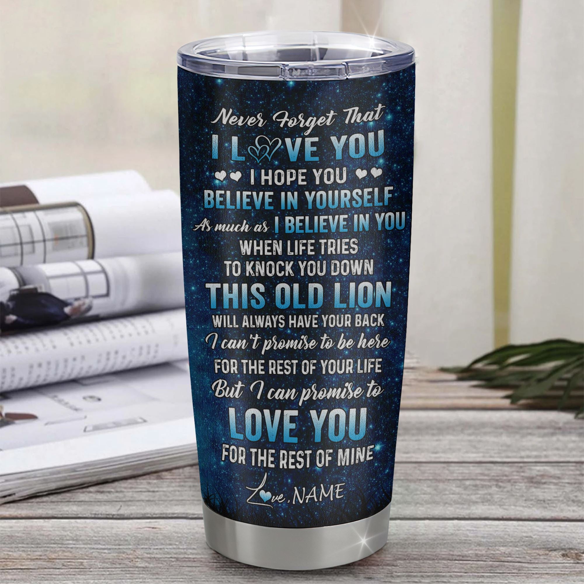 Personalized To My Goddaughter Tumbler From Godfather Stainless Steel Cup This Old Lion Love You Goddaughter Birthday Graduation Christmas Custom Travel Mug | teecentury