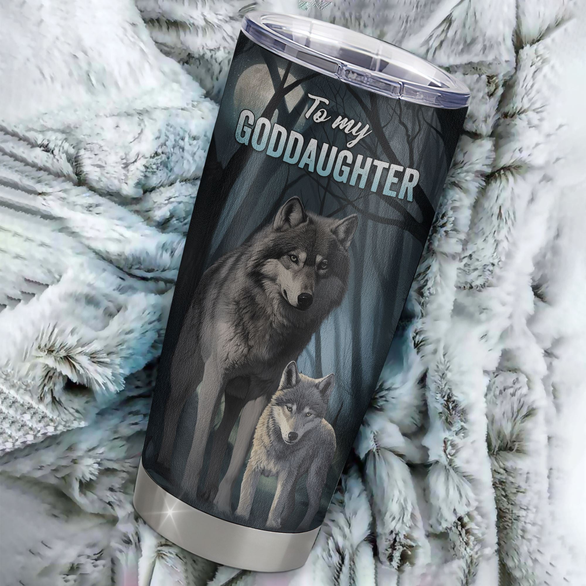 Personalized To My Goddaughter Tumbler From Godmother Aunt Stainless Steel Cup Never Feel That You Are Alone Wolf Goddaughter Birthday Christmas Travel Mug | teecentury