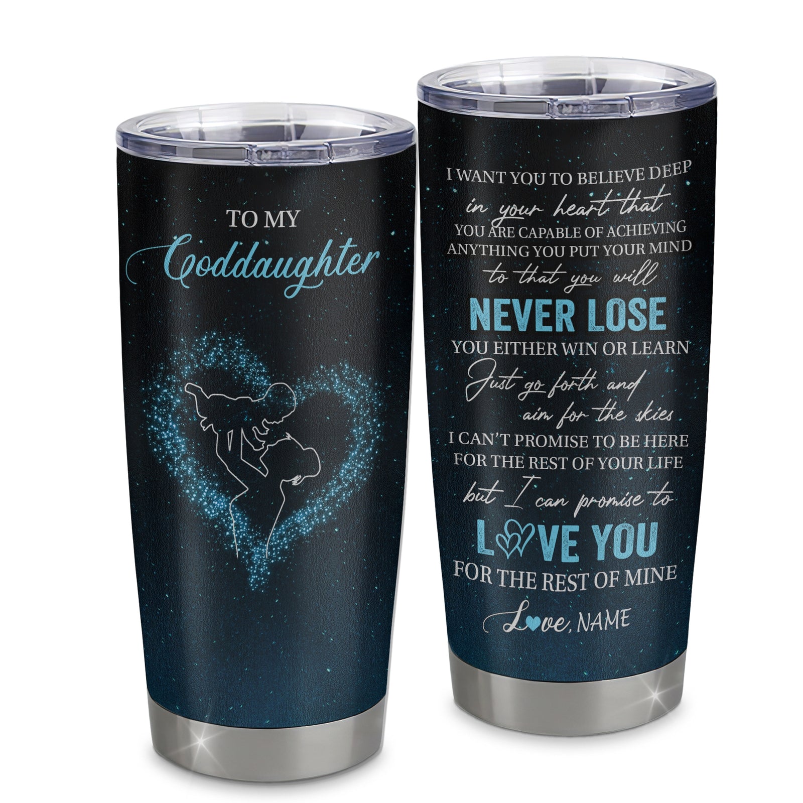 Personalized To My Goddaughter Tumbler From Godmother Aunt Stainless Steel Cup Promise To Love You Godchild Birthday Christmas Travel Mug | teecentury