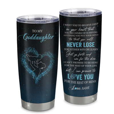 Personalized To My Goddaughter Tumbler From Godmother Aunt Stainless Steel Cup Promise To Love You Godchild Birthday Christmas Travel Mug | teecentury