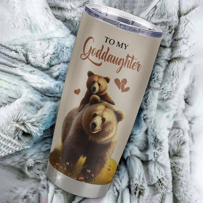 Personalized To My Goddaughter Tumbler From Godmother Godfather Stainless Steel Cup This Old Bear Love You Goddaughter Birthday Gifts Christmas Custom Travel Mug | teecentury