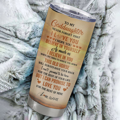 Personalized To My Goddaughter Tumbler From Godmother Godfather Stainless Steel Cup This Old Horse Love You Goddaughter Birthday Gifts Christmas Custom Travel Mug | teecentury