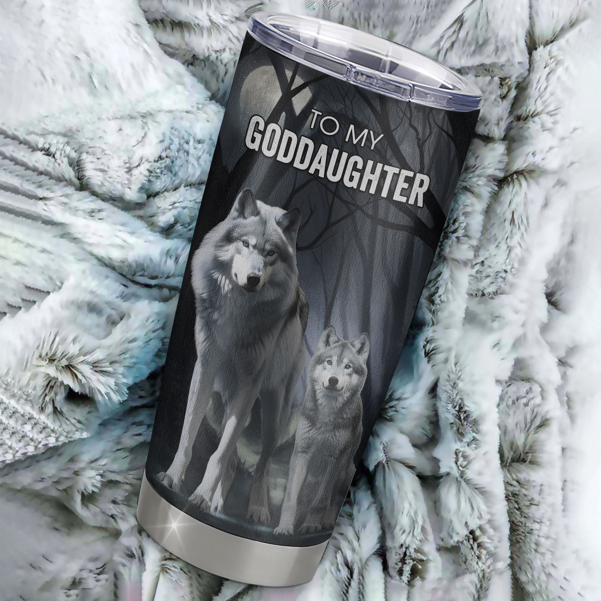 Personalized To My Goddaughter Tumbler From Godmother Stainless Steel Cup Never Feel That You Are Alone Wolf Goddaughter Birthday Gifts Christmas Custom Travel Mug | teecentury