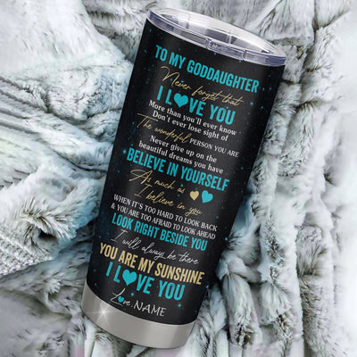 Personalized To My Goddaughter Tumbler From Godmother Stainless Steel Cup Never Forget I Love You White Tiger Goddaughter Birthday Christmas Travel Mug | teecentury