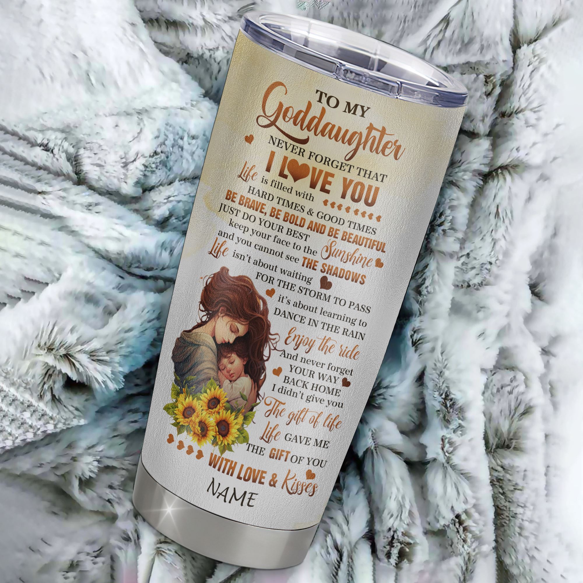 Personalized To My Goddaughter Tumbler From Godmother Stainless Steel Cup Sunflower Never Forget That I Love You Goddaughter Gift Birthday Christmas Travel Mug | teecentury