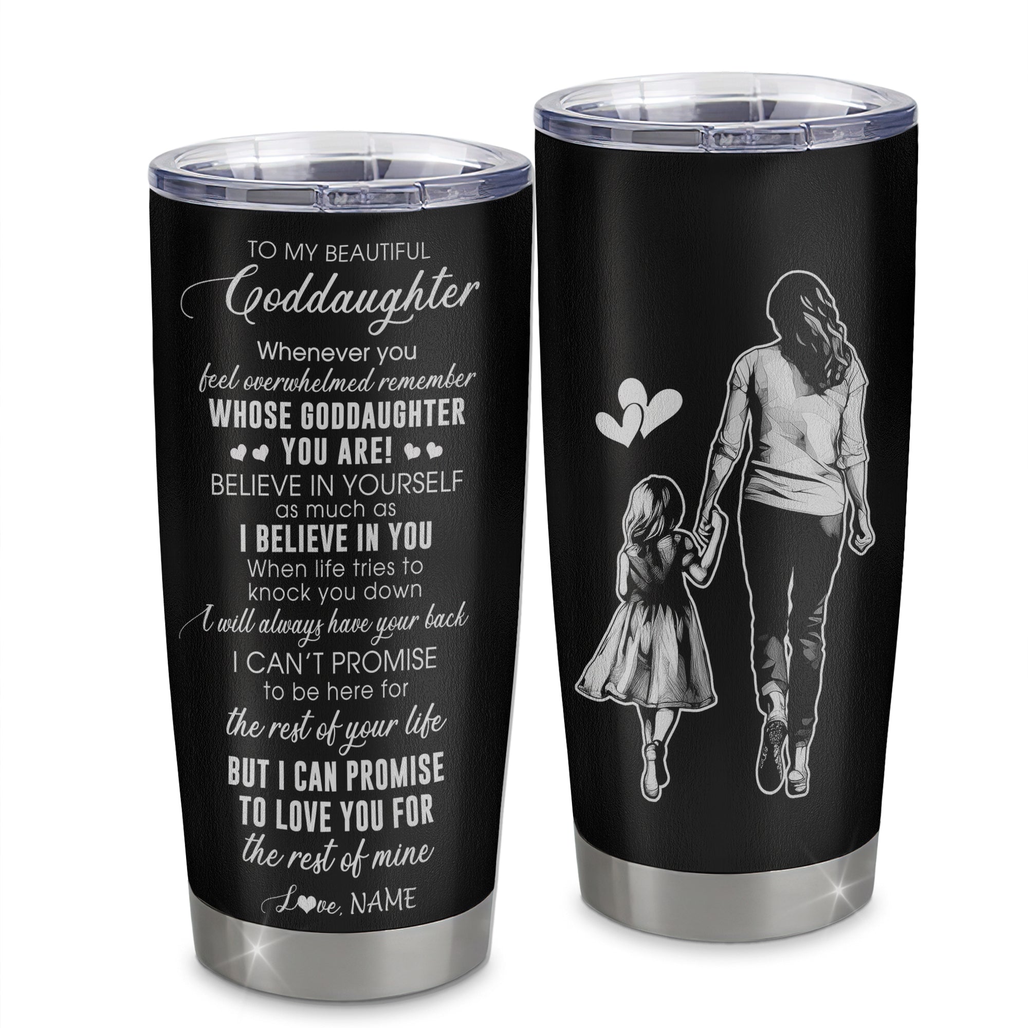 Personalized To My Goddaughter Tumbler From Godmother Stainless Steel Cup Whenever You Feel Overwhelmed Goddaughter Birthday Christmas Travel Mug | teecentury