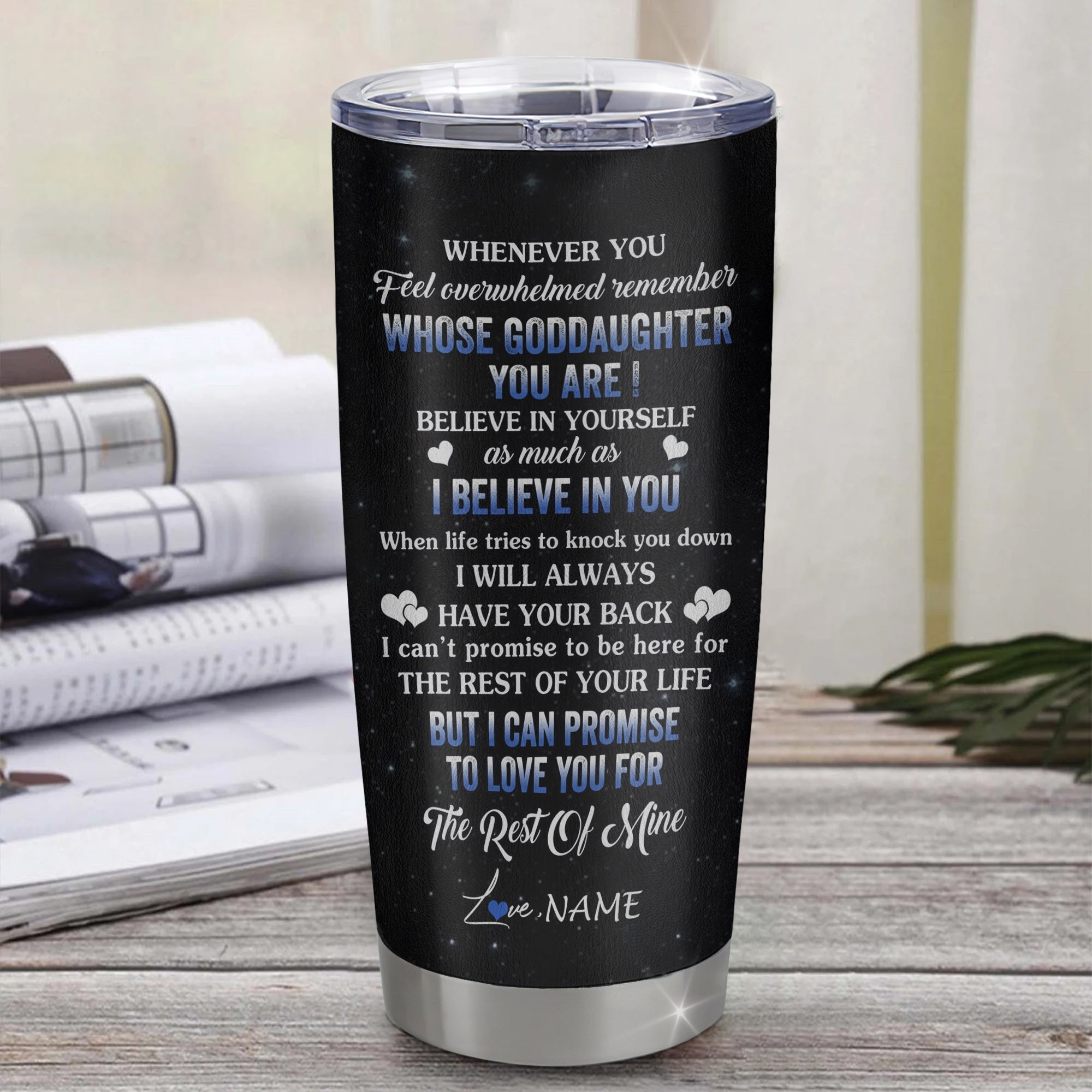 Personalized To My Goddaughter Tumbler From Godmother Uncle Stainless Steel Cup Whenever You Feel Wolf Goddaughter Birthday Gifts Graduation Christmas Custom Travel Mug | teecentury