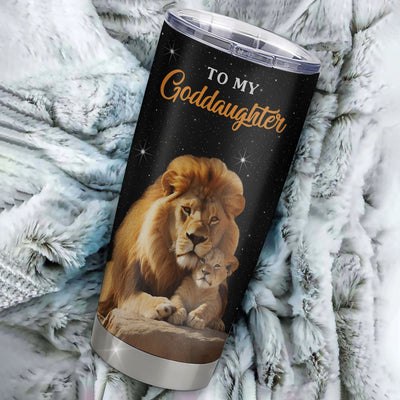Personalized To My Goddaughter Tumbler From Uncle Stainless Steel Cup Live Laugh Love Lion Goddaughter Birthday Gifts Positive Graduation Christmas Custom Travel Mug | teecentury