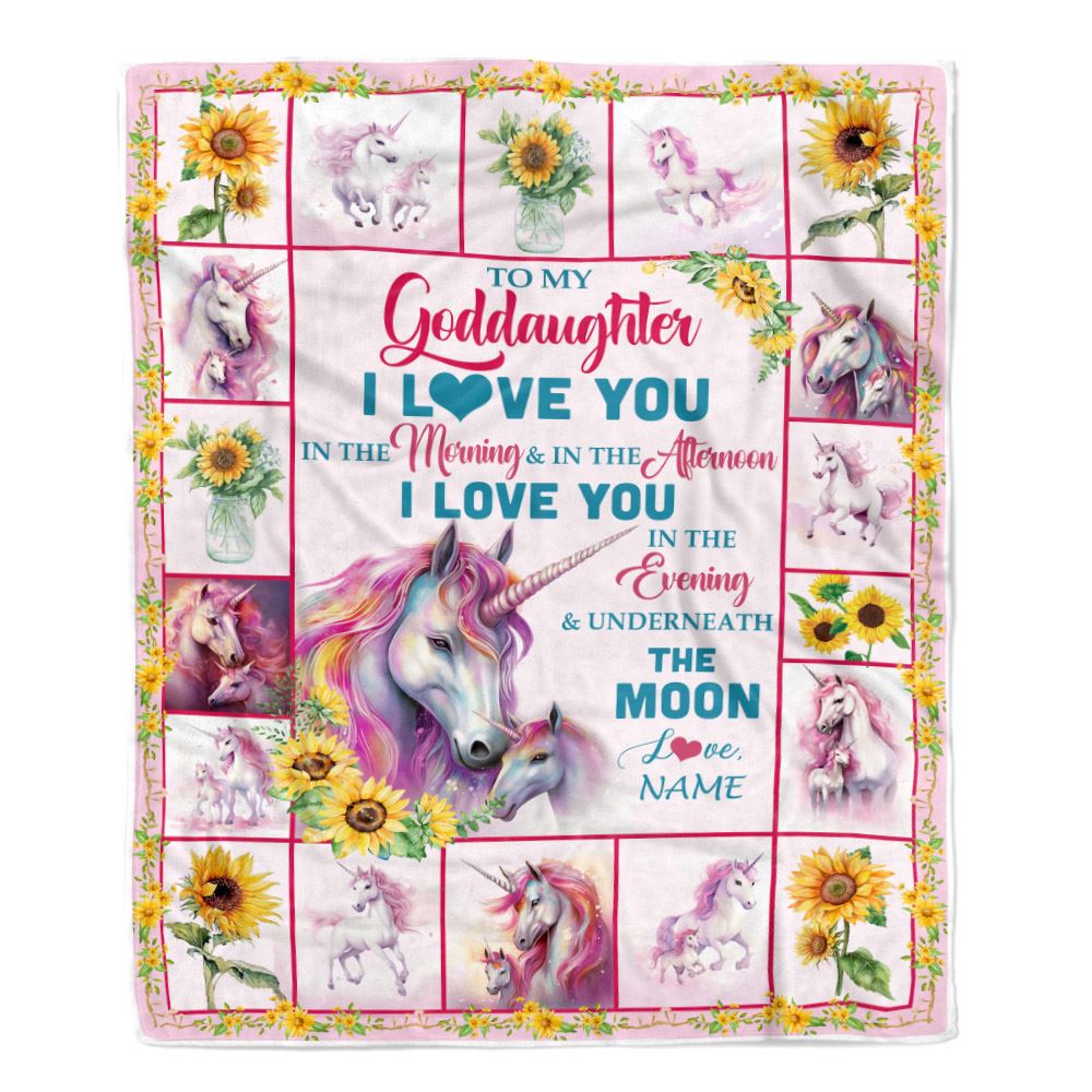 Personalized To My Goddaughter Unicorn Blanket From Godmother Aunt Never Forget I Love You Goddaughter Birthday Gifts Christmas Customized Bed Fleece Blanket | teecentury