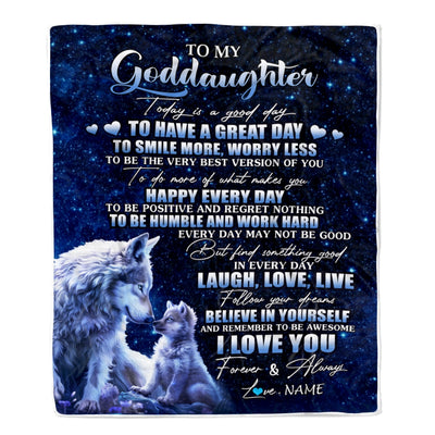 Personalized To My Goddaughter Wolf Blanket From Godmother Today Is A Good Day Goddaughter Gifts Birthday Graduation Christmas Customized Bed Fleece Blanket | teecentury
