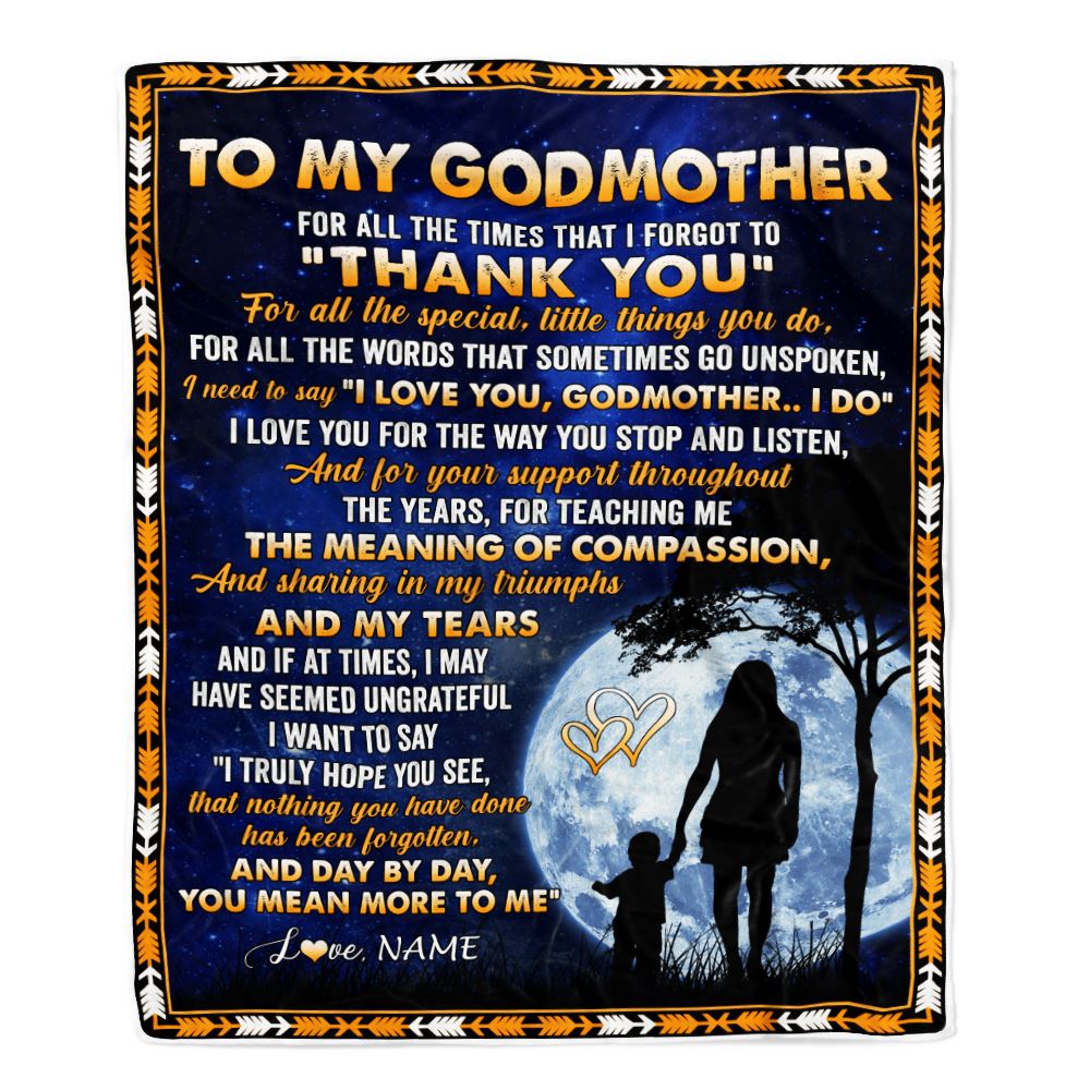 Personalized To My Godmother Blanket From Godchild Thank You Grateful Love Godmother Birthday Mothers Day Christmas Customized Gift Fleece Blanket | teecentury