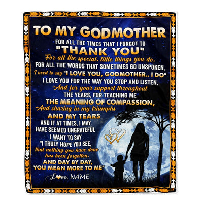 Personalized To My Godmother Blanket From Godchild Thank You Grateful Love Godmother Birthday Mothers Day Christmas Customized Gift Fleece Blanket | teecentury