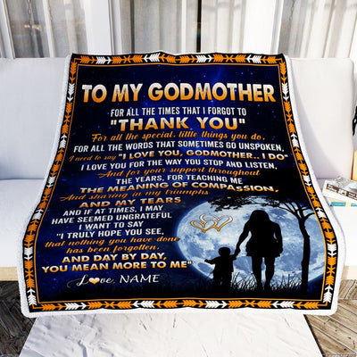 Personalized To My Godmother Blanket From Godchild Thank You Grateful Love Godmother Birthday Mothers Day Christmas Customized Gift Fleece Blanket | teecentury