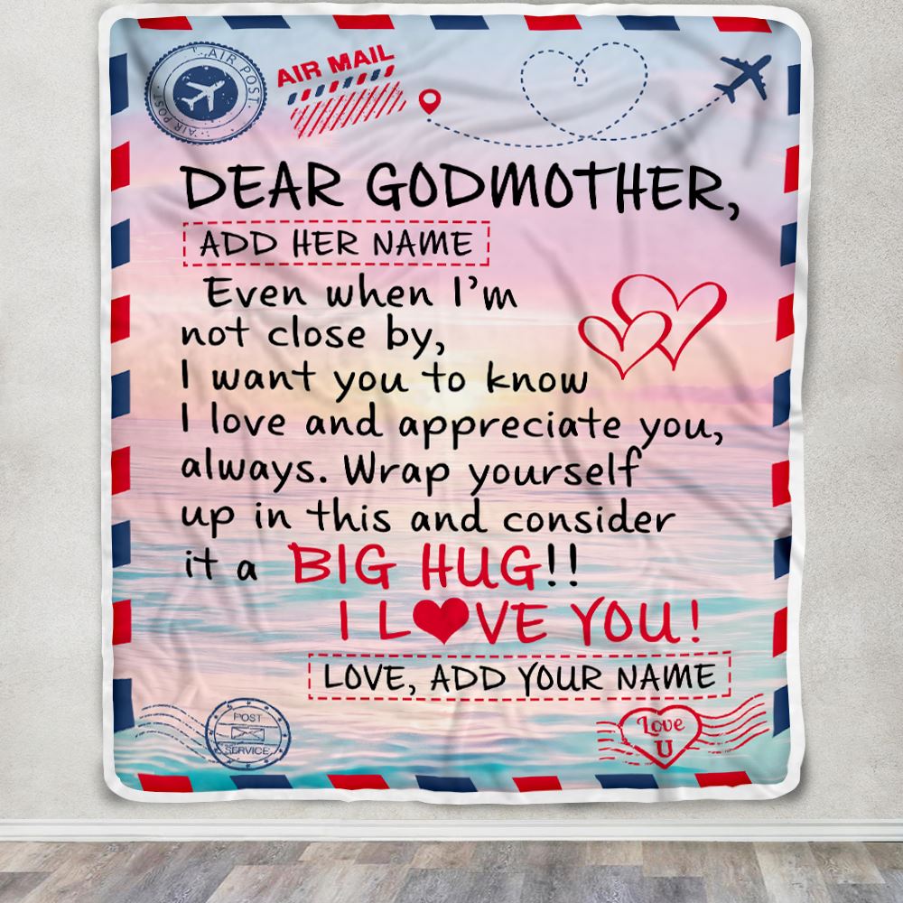 Personalized To My Godmother Blanket From Goddaughter Godson Letter Mail To Godmother Happy Birthday Gifts Mothers Day Christmas Custom Name Fleece Blanket | teecentury