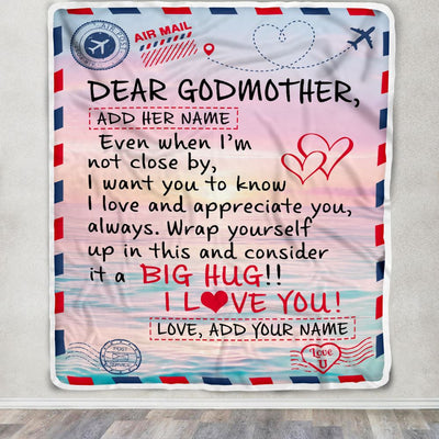 Personalized To My Godmother Blanket From Goddaughter Godson Letter Mail To Godmother Happy Birthday Gifts Mothers Day Christmas Custom Name Fleece Blanket | teecentury