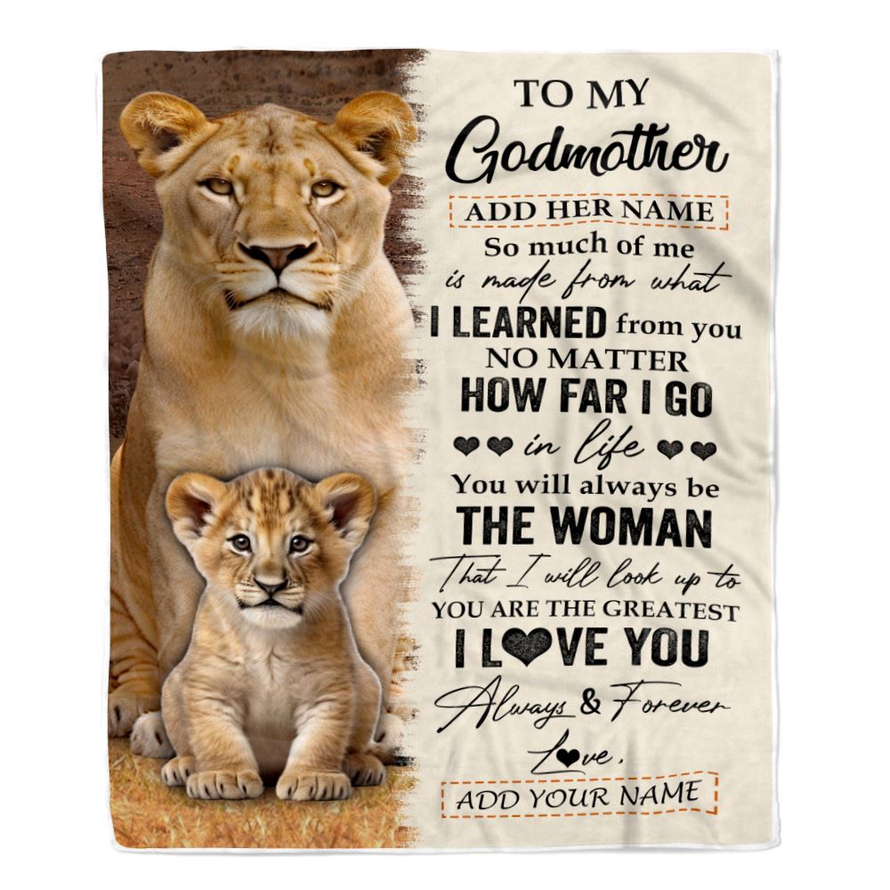 Personalized To My Godmother Blanket From Godson Goddaughter You Are The Greatest Lion Godmother Birthday Gifts Mothers Day Christmas Customized Fleece Blanket | teecentury