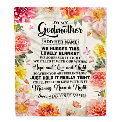 Personalized To My Godmother Blanket From Niece Floral We Hugged This Lovely Aunt Birthday Gifts Mothers Day Christmas Customized Fleece Throw Blanket | teecentury