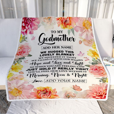Personalized To My Godmother Blanket From Niece Floral We Hugged This Lovely Aunt Birthday Gifts Mothers Day Christmas Customized Fleece Throw Blanket | teecentury