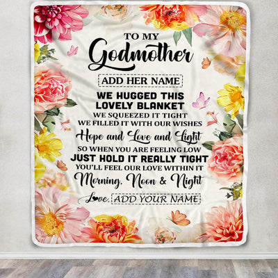 Personalized To My Godmother Blanket From Niece Floral We Hugged This Lovely Aunt Birthday Gifts Mothers Day Christmas Customized Fleece Throw Blanket | teecentury