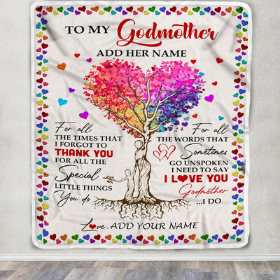 Personalized To My Godmother Blanket From Niece Nephew Colorful Tree Thank You For All Godmother Mothers Day Birthday Gifts Christmas Customized Fleece Blanket | teecentury