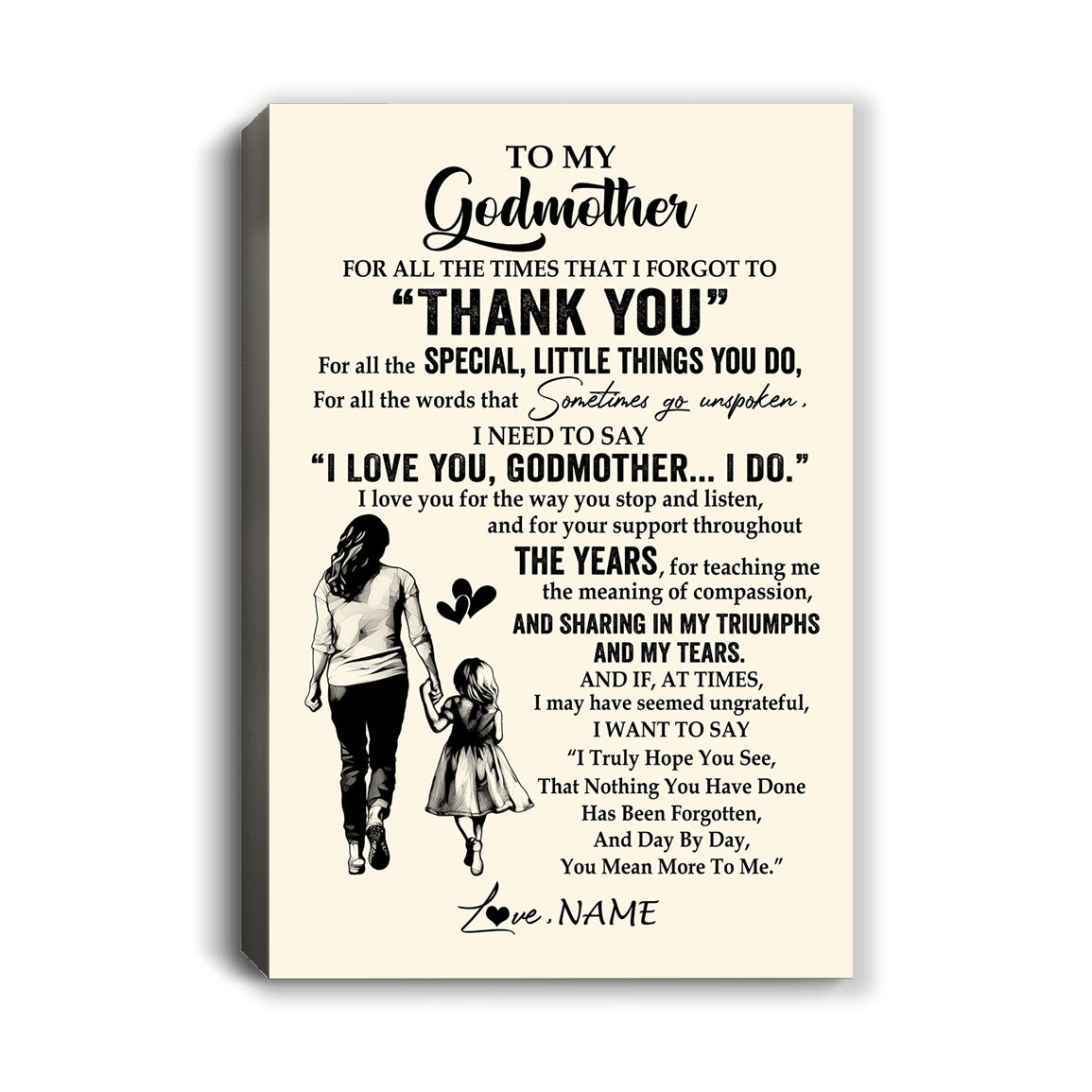 Personalized To My Godmother Canvas From Niece For All The Times That I Forgot To Thank You Godmother Birthday Mothers Day Christmas Custom Wall Art Print Framed Canvas | teecentury