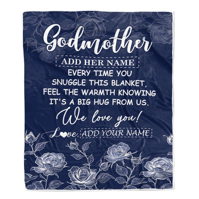 Personalized To My Godmother Gifts Blanket From Niece Nephew Blue Flower Love You Birthday Gifts For Aunt Mothers Day Christmas Godmother Fleece Throw Blanket | teecentury
