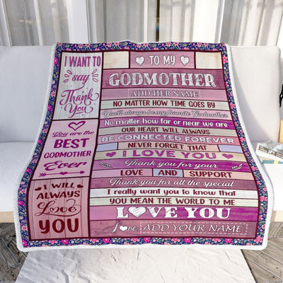 Personalized To My Godmother Gifts Blanket From Niece Nephew Wood My Favorite Aunt Birthday Gifts Mothers Day Christmas Customized Fleece Throw Blanket | teecentury