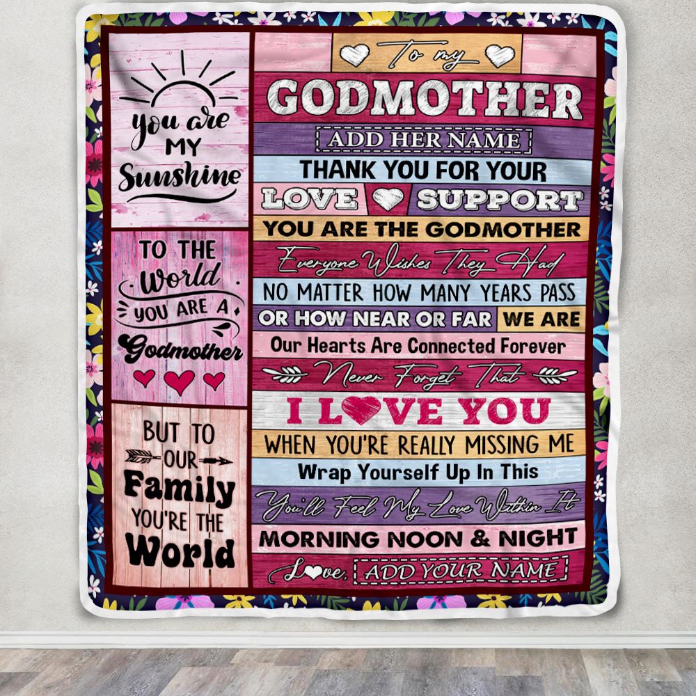 Personalized To My Godmother Gifts Blanket From Niece Nephew Wood You Are The Aunt Birthday Gifts Mothers Day Christmas Customized Fleece Throw Blanket | teecentury