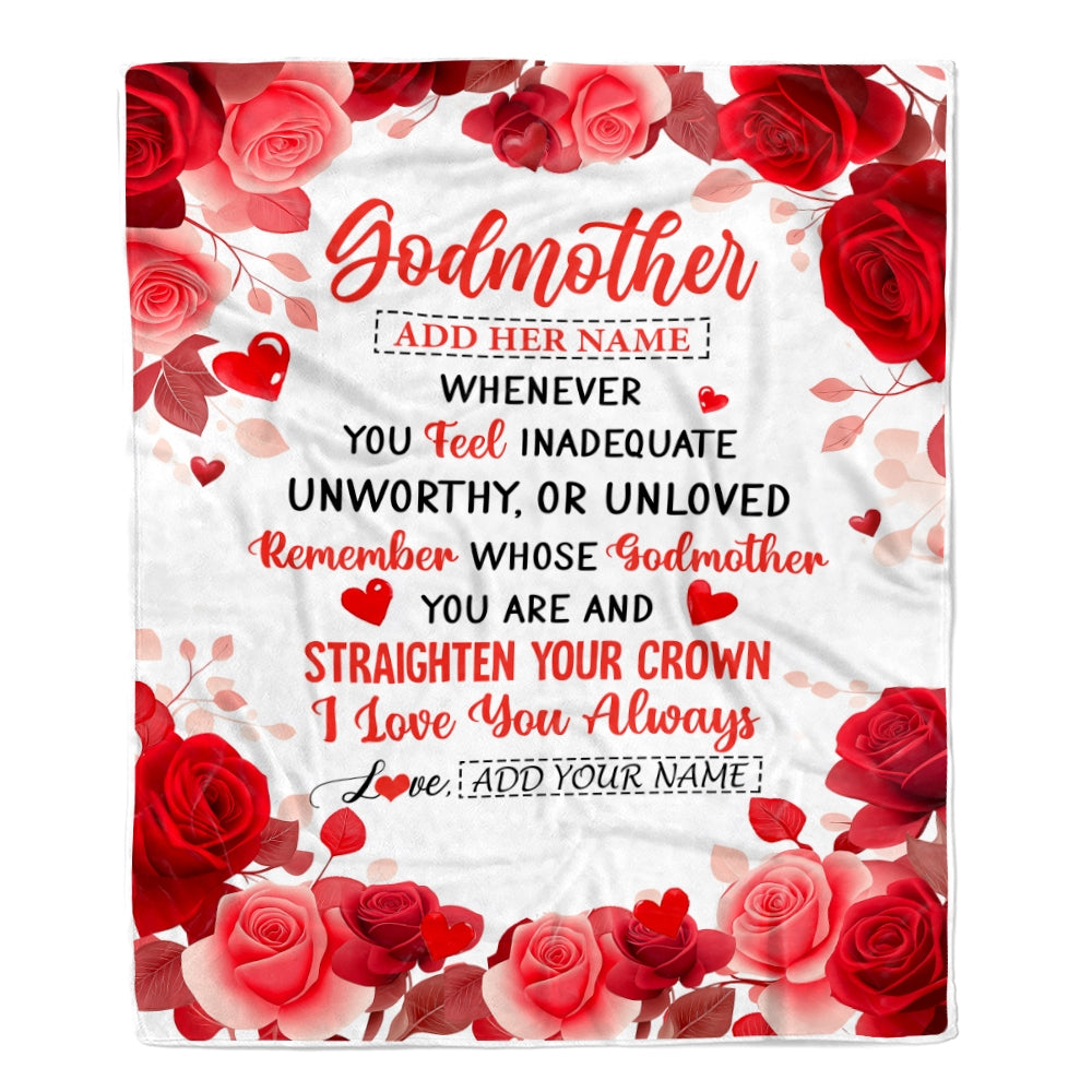 Personalized To My Godmother Gifts From Godson Goddaughter Blanket Rose Flower Anniversary Birthday Gifts Aunt Mothers Day Christmas Custom Fleece Blanket | teecentury