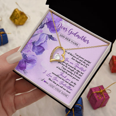 Forever Love Necklace 18K Yellow Gold Finish | 2 | Personalized To My Godmother Gifts From Niece Necklace Flower You Are Beautiful Gifts For Aunt Mothers Day Birthday Christmas Custom Gift Box Message Card | teecentury.myshopify