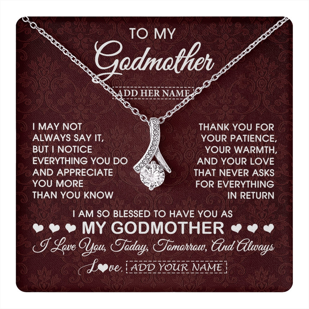 Alluring Beauty Necklace 14K White Gold Finish | 1 | Personalized To My Godmother Gifts From Niece Necklace Meaningful Jewelry Pendant Gifts For Aunt Mothers Day Birthday Christmas Custom Gift Box Message Card | https://teecentury.