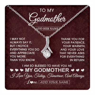Alluring Beauty Necklace 14K White Gold Finish | 1 | Personalized To My Godmother Gifts From Niece Necklace Meaningful Jewelry Pendant Gifts For Aunt Mothers Day Birthday Christmas Custom Gift Box Message Card | https://teecentury.