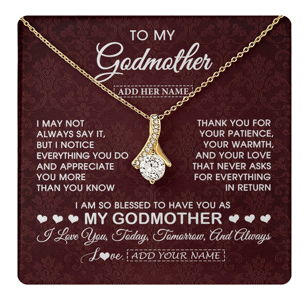 Alluring Beauty Necklace 18K Yellow Gold Finish | 1 | Personalized To My Godmother Gifts From Niece Necklace Meaningful Jewelry Pendant Gifts For Aunt Mothers Day Birthday Christmas Custom Gift Box Message Card | https://teecentury.
