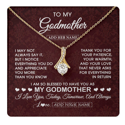 Alluring Beauty Necklace 18K Yellow Gold Finish | 1 | Personalized To My Godmother Gifts From Niece Necklace Meaningful Jewelry Pendant Gifts For Aunt Mothers Day Birthday Christmas Custom Gift Box Message Card | https://teecentury.
