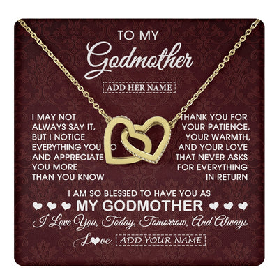 Interlocking Hearts Necklace 18K Yellow Gold Finish | 1 | Personalized To My Godmother Gifts From Niece Necklace Meaningful Jewelry Pendant Gifts For Aunt Mothers Day Birthday Christmas Custom Gift Box Message Card | https://teecentury.
