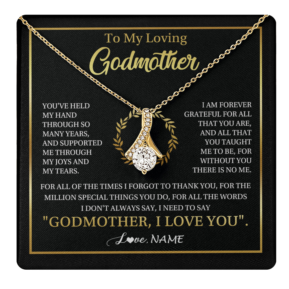 Alluring Beauty Necklace 18K Yellow Gold Finish | 1 | Personalized To My Godmother Gifts Necklace From Niece Nephew Grateful Thank You Aunt Birthday Gifts Mothers Day Christmas Jewelry Gift Box Message Card | teecentury