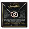 Interlocking Hearts Necklace Stainless Steel & Rose Gold Finish | 1 | Personalized To My Godmother Gifts Necklace From Niece Nephew Grateful Thank You Aunt Birthday Gifts Mothers Day Christmas Jewelry Gift Box Message Card | teecentury