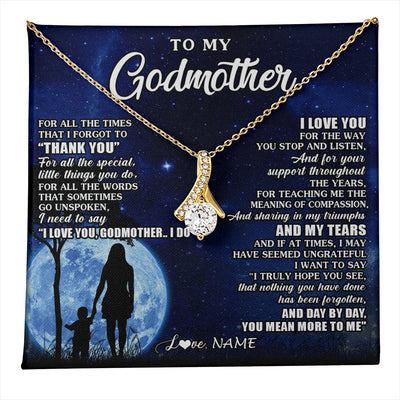 Alluring Beauty Necklace 18K Yellow Gold Finish | 1 | Personalized To My Godmother Necklace From Nephew Niece Thank You Grateful Love Aunt Birthday Mothers Day Jewelry Christmas Customized Gift Box Message Card | teecentury