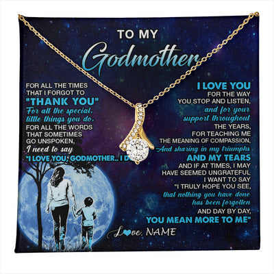 Alluring Beauty Necklace 18K Yellow Gold Finish | 1 | Personalized To My Godmother Necklace From Nephew Thank You Day By Day Godmother Birthday Gifts Mothers Day Christmas Customized Gift Box Message Card | teecentury