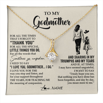 Alluring Beauty Necklace 18K Yellow Gold Finish | 1 | Personalized To My Godmother Necklace From Niece For All The Times That I Forgot To Thank You Birthday Mothers Day Christmas Customized Gift Box Message Card | teecentury
