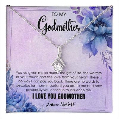 Alluring Beauty Necklace 14K White Gold Finish | 1 | Personalized To My Godmother Necklace From Niece Nephew I Love You Aunt Birthday Gifts Mothers Day Jewelry Pendant Christmas Customized Gift Box Message Card | teecentury