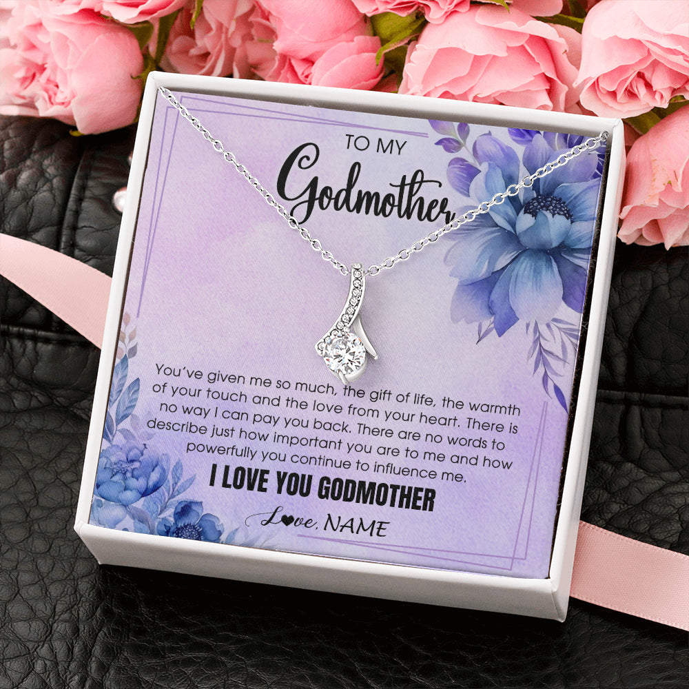 Alluring Beauty Necklace 14K White Gold Finish | 2 | Personalized To My Godmother Necklace From Niece Nephew I Love You Aunt Birthday Gifts Mothers Day Jewelry Pendant Christmas Customized Gift Box Message Card | teecentury