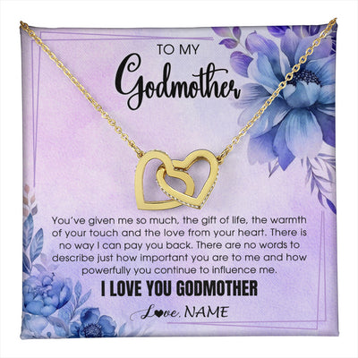 Interlocking Hearts Necklace 18K Yellow Gold Finish | 1 | Personalized To My Godmother Necklace From Niece Nephew I Love You Aunt Birthday Gifts Mothers Day Jewelry Pendant Christmas Customized Gift Box Message Card | teecentury