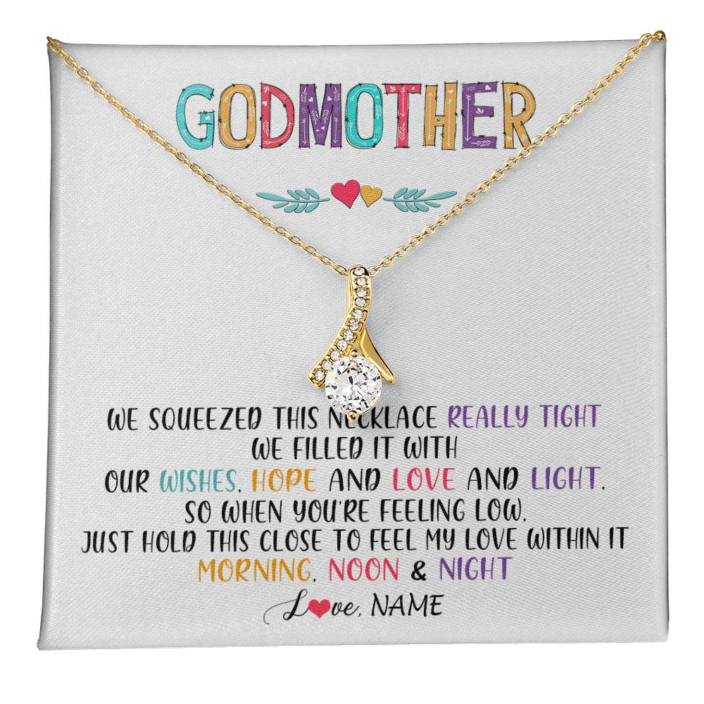 Alluring Beauty Necklace 18K Yellow Gold Finish | 1 | Personalized To My Godmother Necklace From Niece We Squeezed This Necklace Godmother Birthday Mothers Day Christmas Customized Gift Box Message Card | teecentury